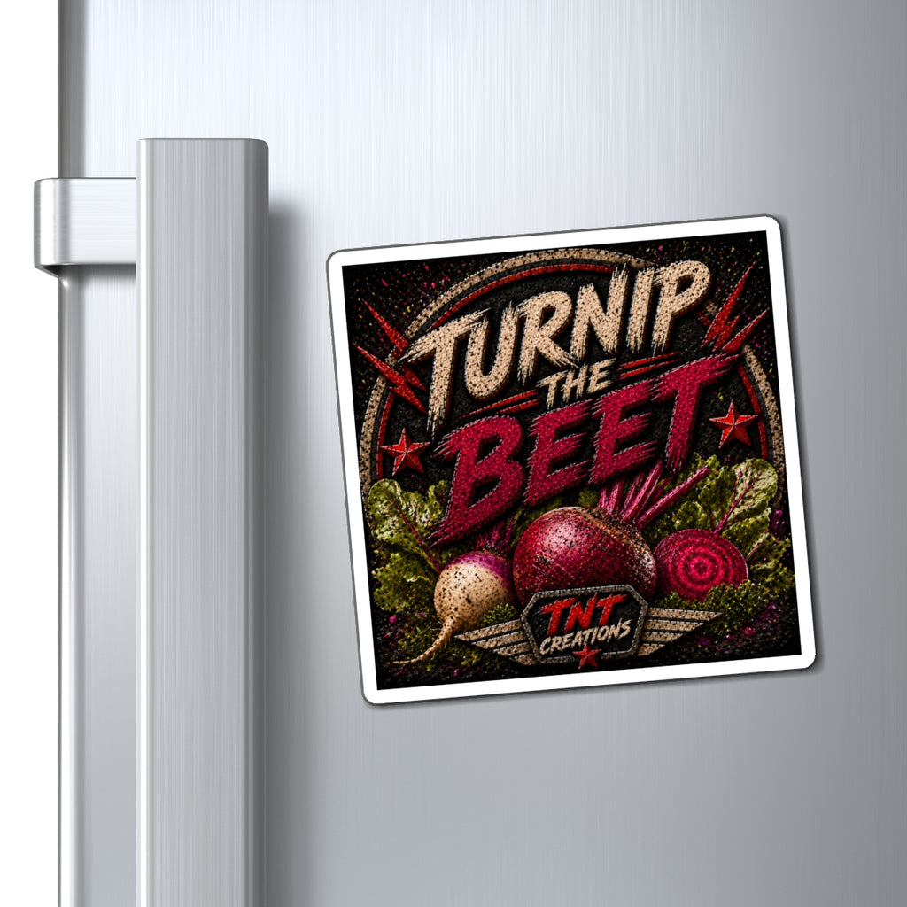 Turnip the Beet Refrigerator Magnet – Funny Veggie Pun Kitchen Decor