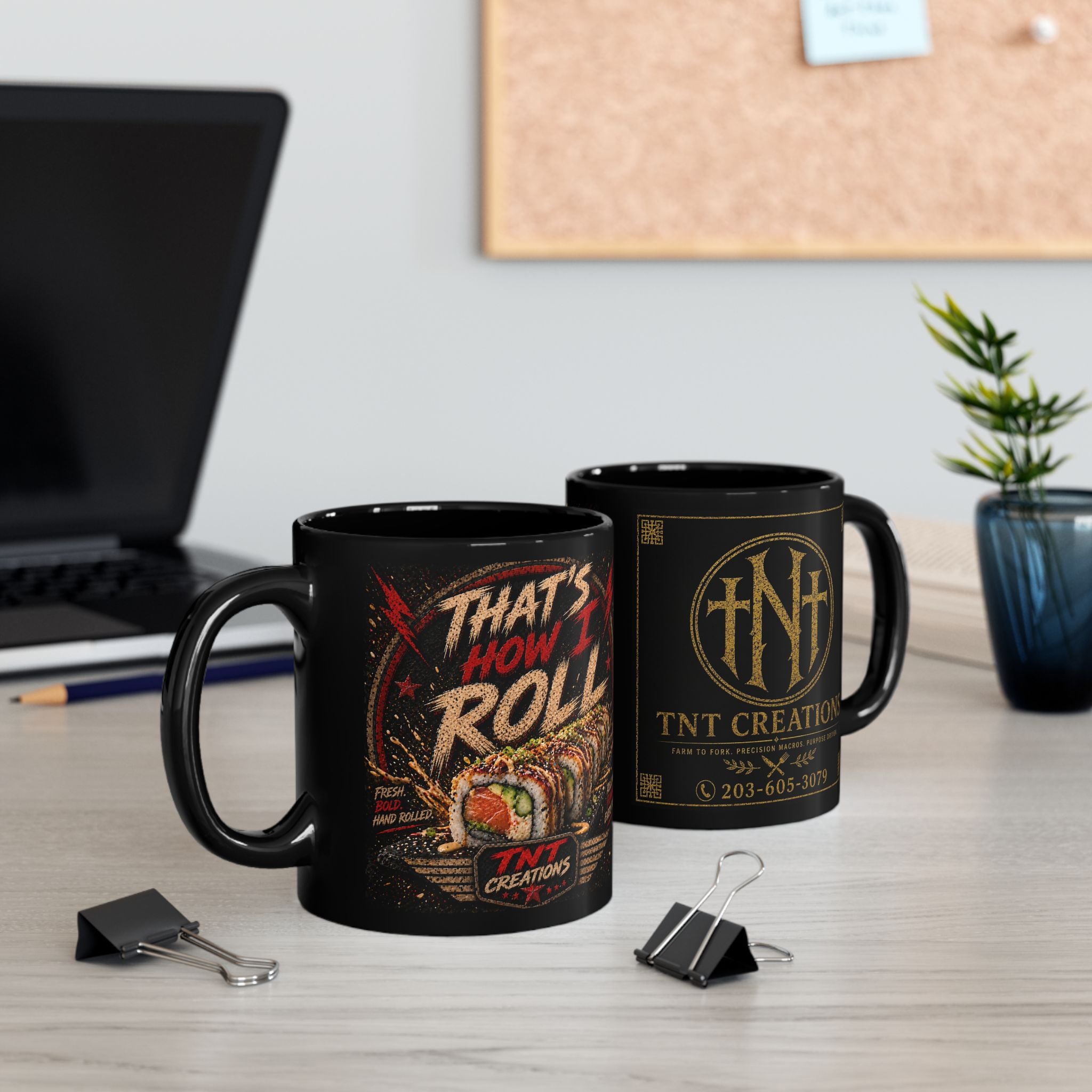 TNT Creations Black Logo Mug — 11oz/15oz Coffee Cup