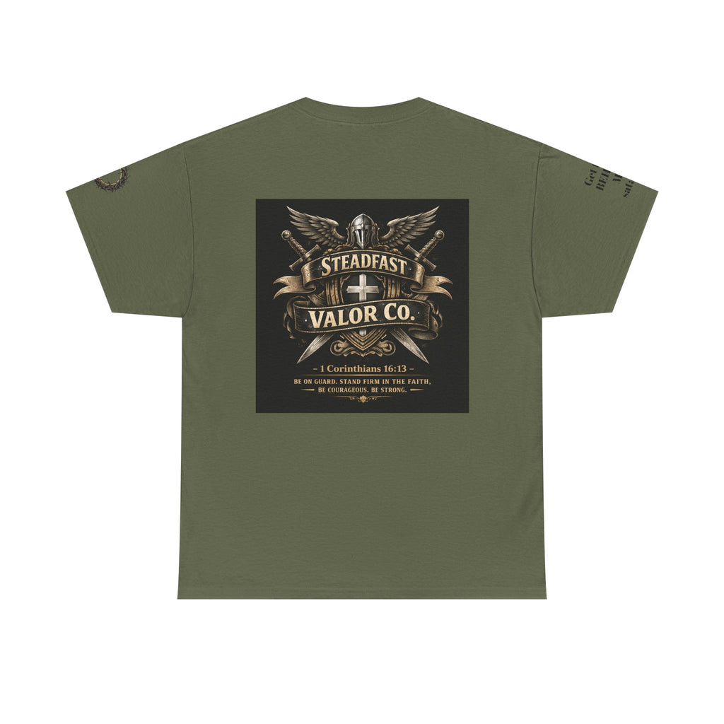 Deus Vult Sword T‑Shirt — Crusader Vintage Shield Design