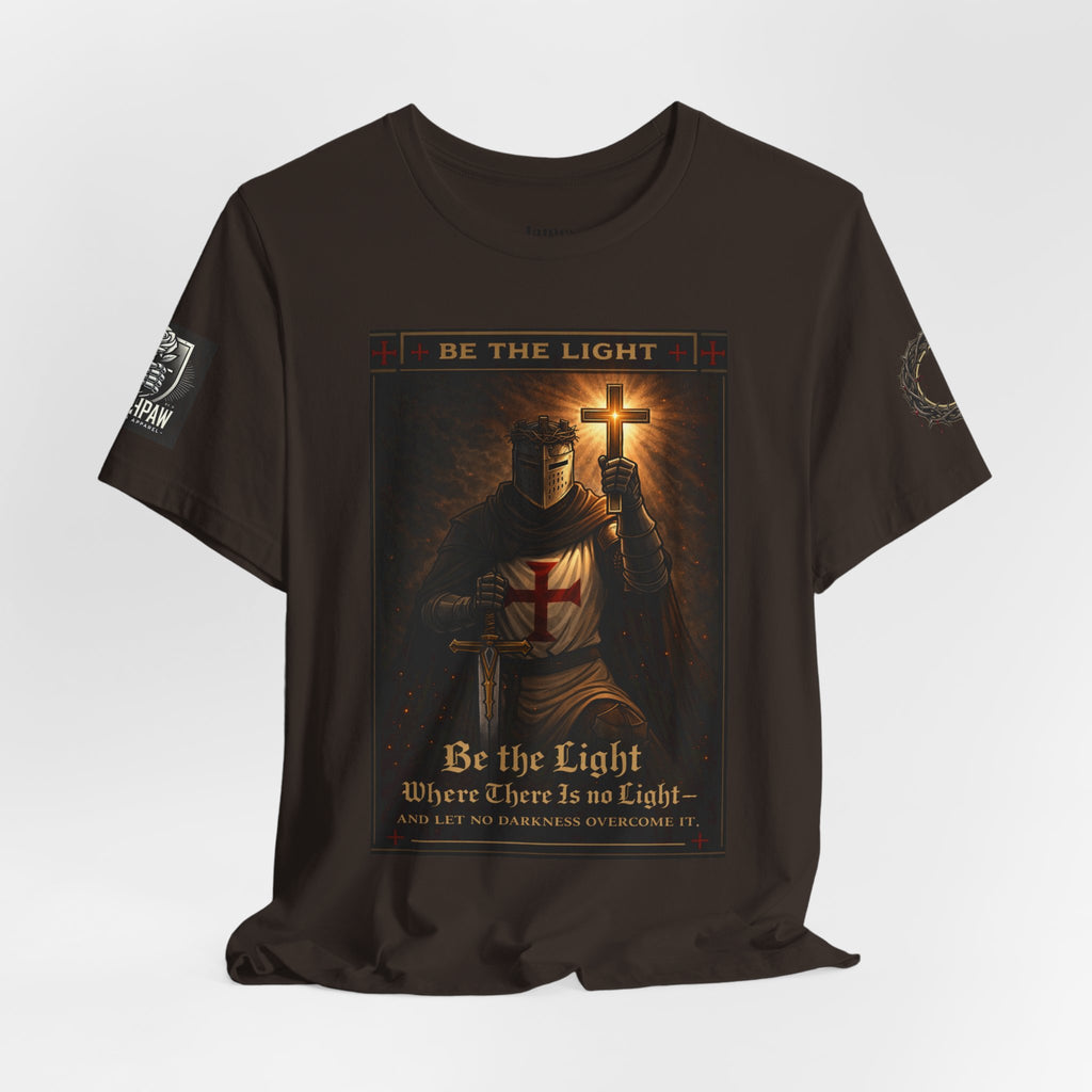 Christian Knight T-Shirt — "Be the Light" Crusader Graphic Tee (Don't Try Me Satan)