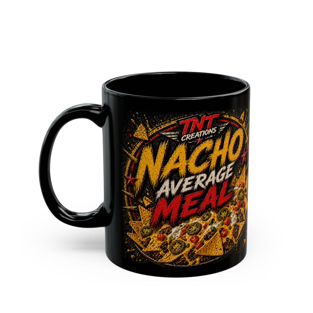 TNT Creations Black Ceramic Mug — Bold Gold Logo Coffee Cup (11oz & 15oz)