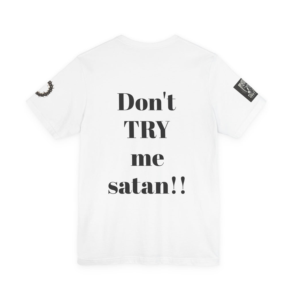 Christian Knight T-Shirt — "Be the Light" Crusader Graphic Tee (Don't Try Me Satan)