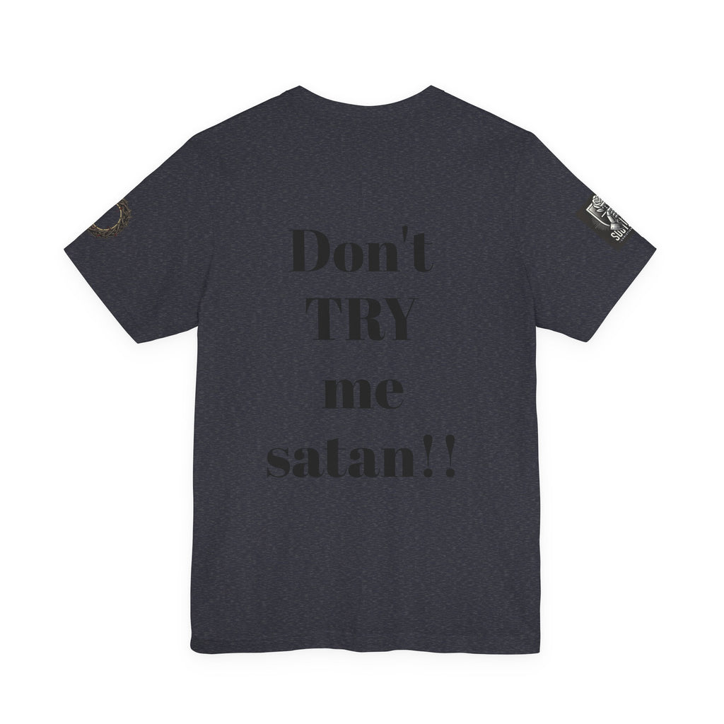 Christian Knight T-Shirt — "Be the Light" Crusader Graphic Tee (Don't Try Me Satan)