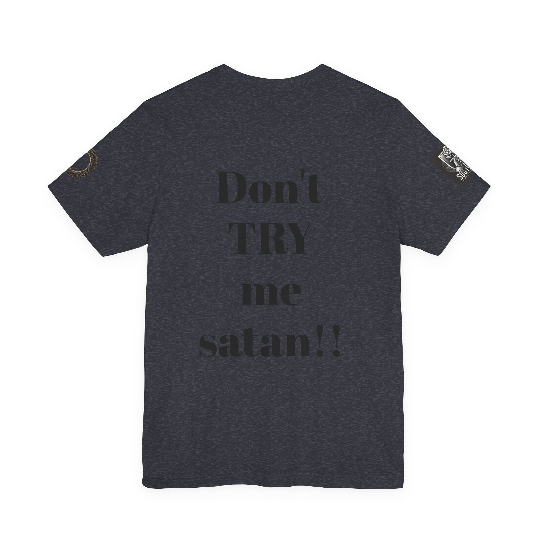 Christian Knight T-Shirt — "Be the Light" Crusader Graphic Tee (Don't Try Me Satan)