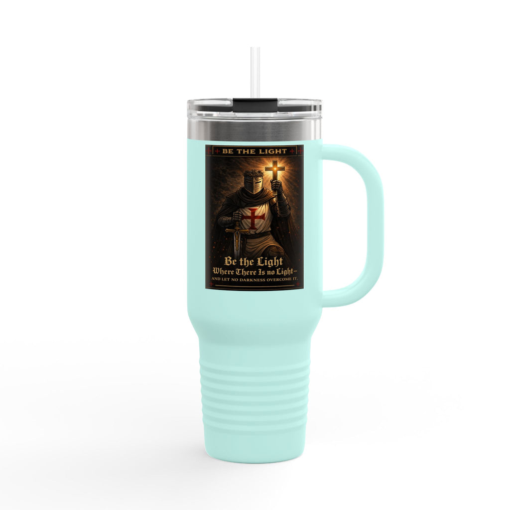 40oz Insulated Travel Mug — "Be the Light" Knight Crusader Design