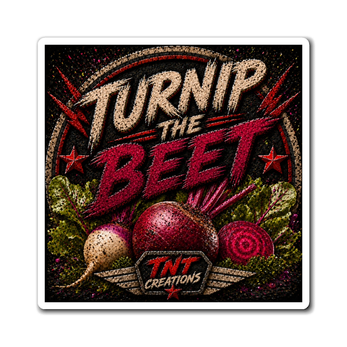 Turnip the Beet Refrigerator Magnet – Funny Veggie Pun Kitchen Decor