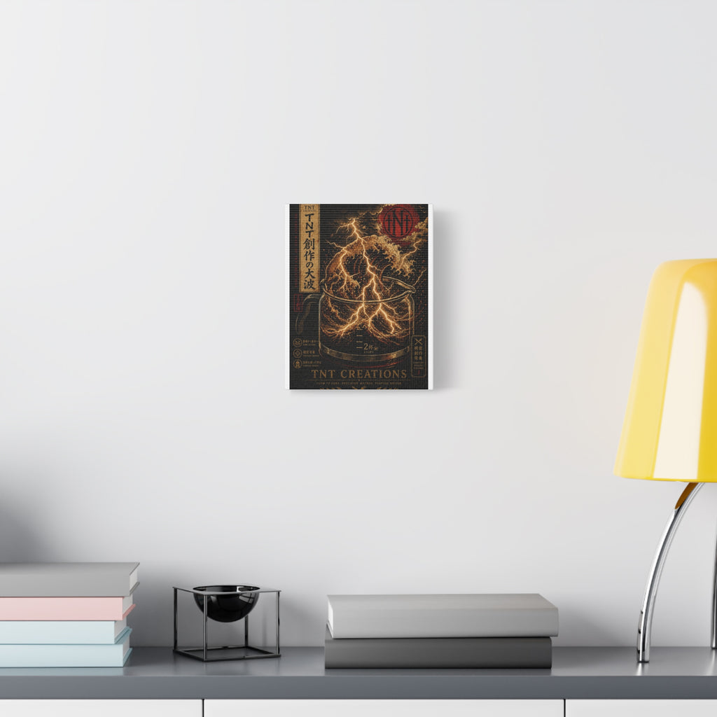Lightning Coffee Canvas Print — Japanese Wave Espresso Art (Matte Stretched)