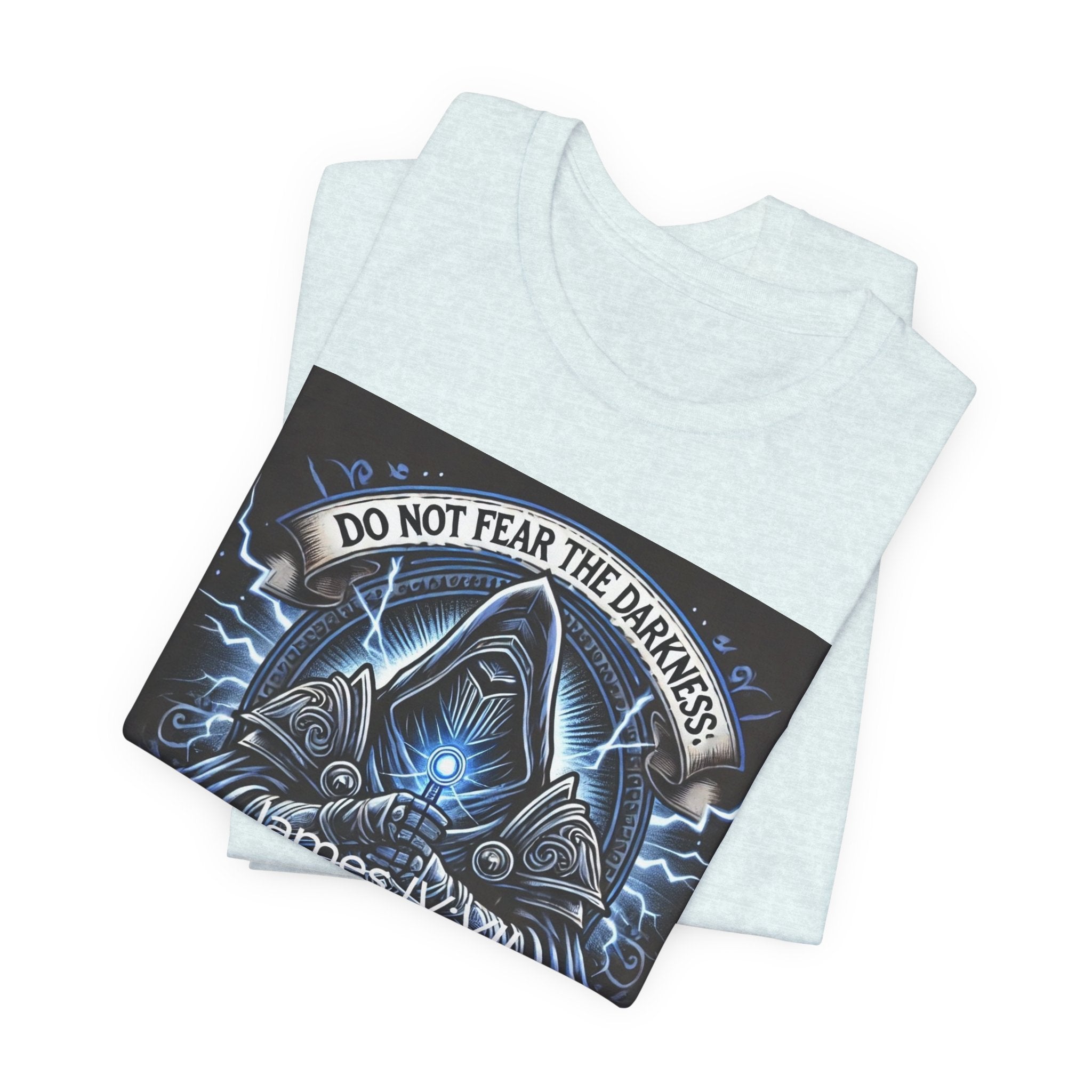Do Not Fear the Darkness Graphic Tee — 'James IV:VII' Hooded Figure Shirt