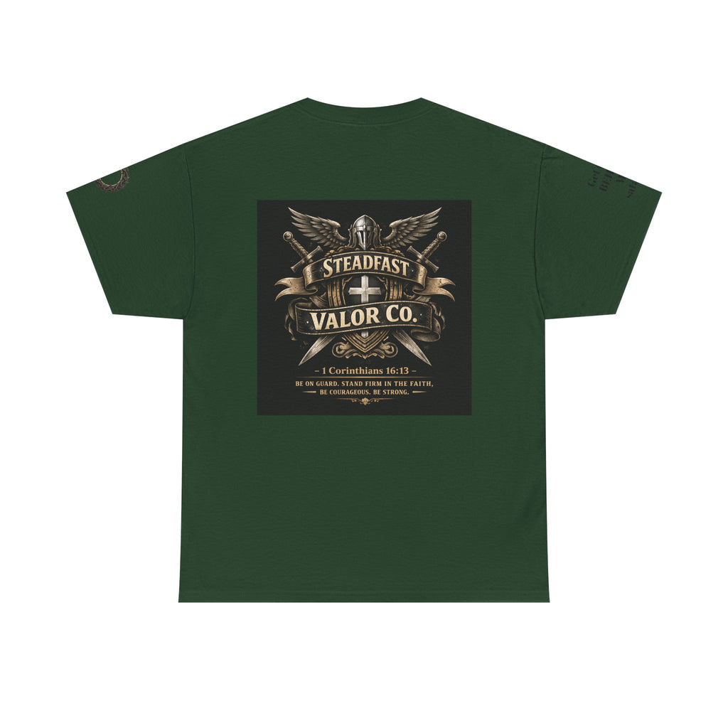 Deus Vult Sword T‑Shirt — Crusader Vintage Shield Design