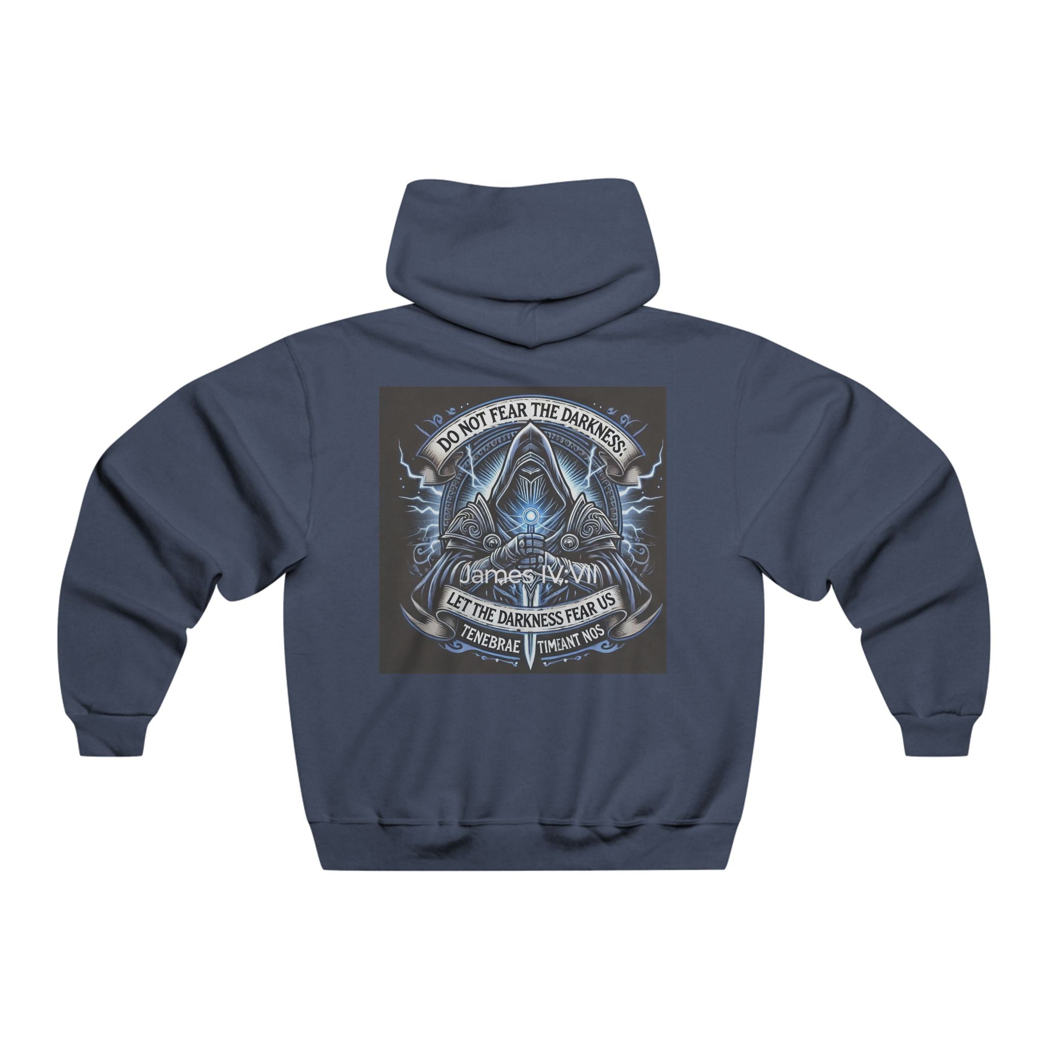 Hoodie — don't fear the darkness Graphic Pullover with Mystic Rose & Mountain Back Print