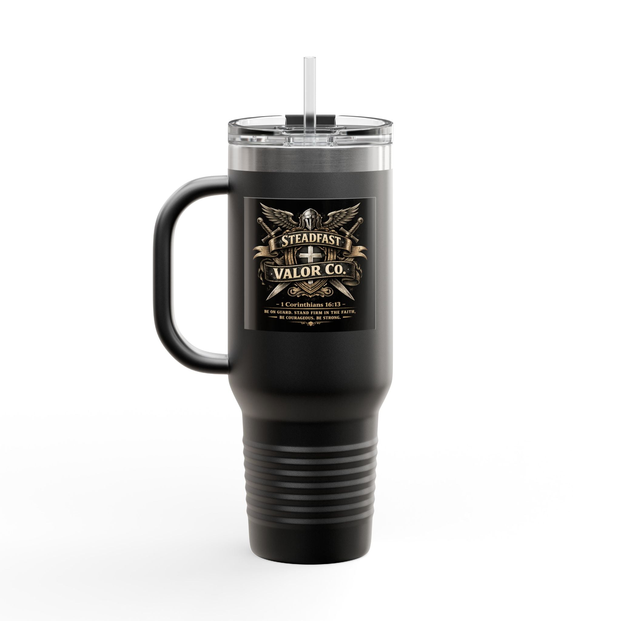 40oz Insulated Travel Mug — "Be the Light" Knight Crusader Design
