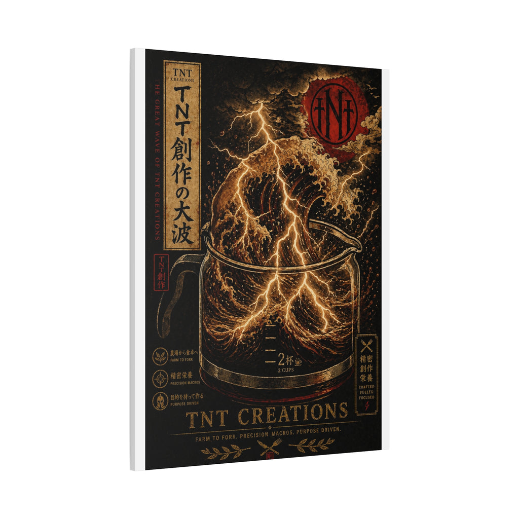Lightning Coffee Canvas Print — Japanese Wave Espresso Art (Matte Stretched)