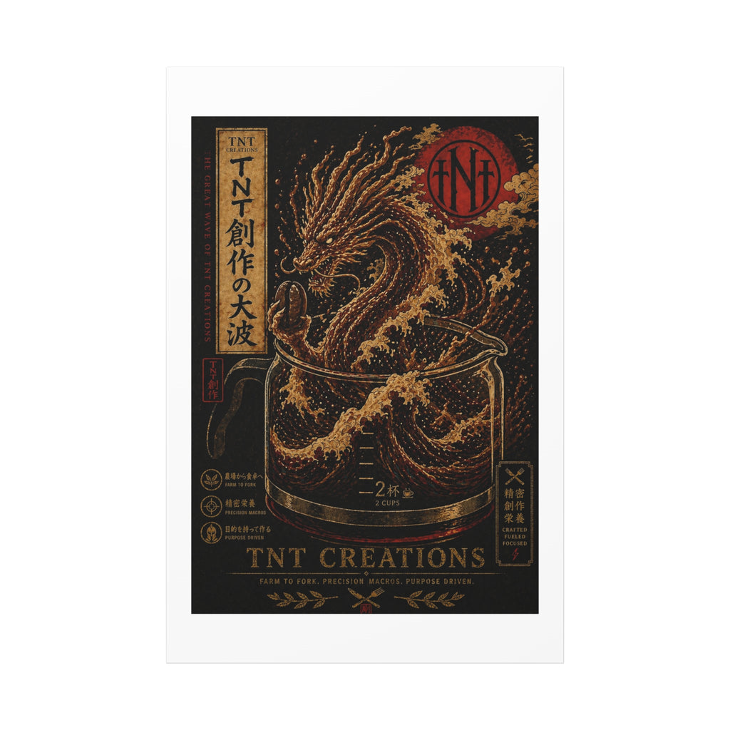 TNT Creations Dragon Wave Matte Canvas Art — Japanese-Inspired Mythic Ocean Poster