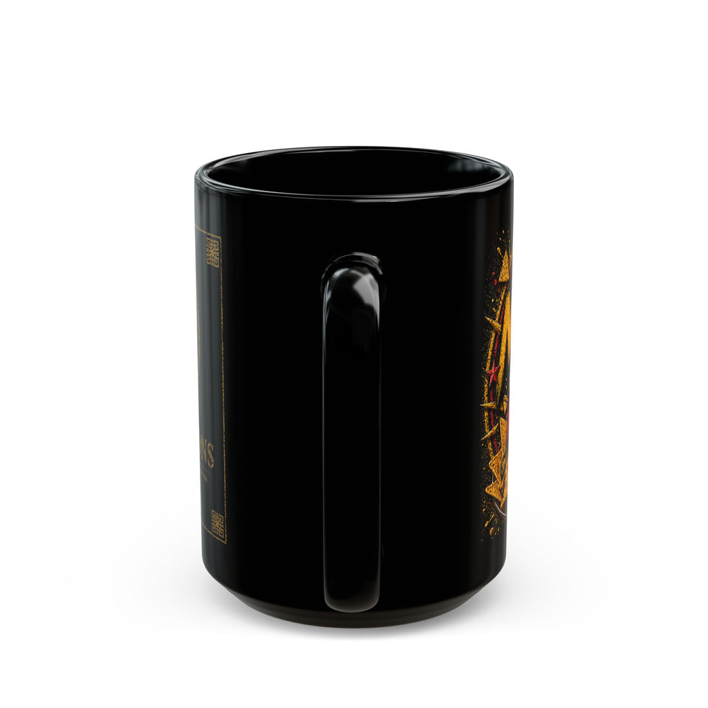 TNT Creations Black Ceramic Mug — Bold Gold Logo Coffee Cup (11oz & 15oz)