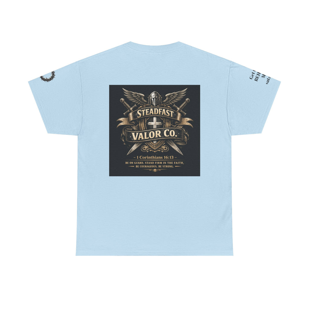 Deus Vult Sword T‑Shirt — Crusader Vintage Shield Design
