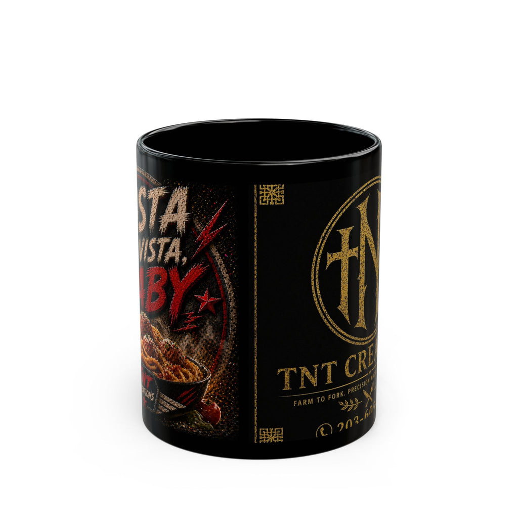 TNT Creations Black Mug – Vintage Logo Coffee Cup (11oz/15oz)