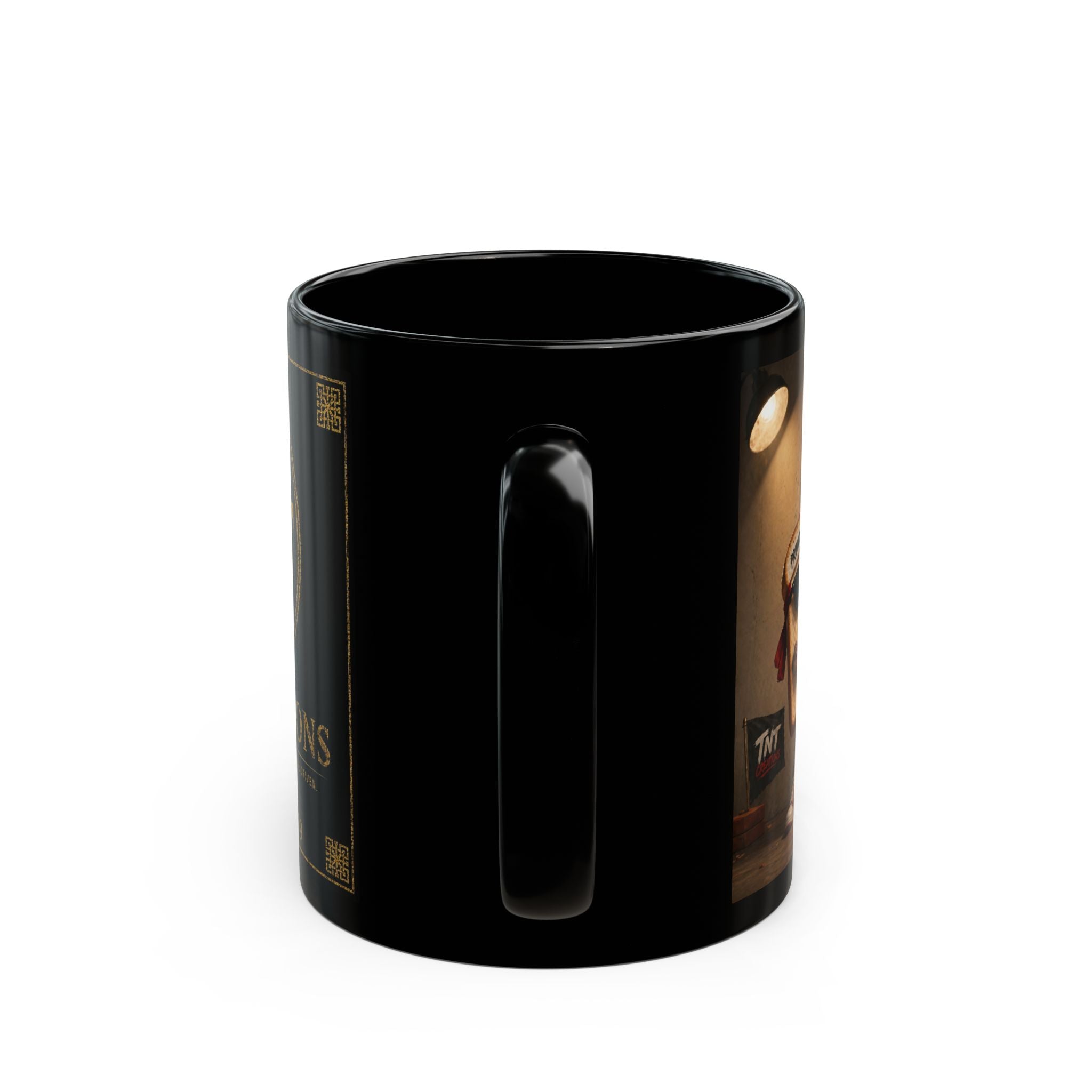 Black Ceramic Mug — "I'm the Primary Bread Loser in My Family" Funny Coffee Cup with Gold TNT Creations Logo