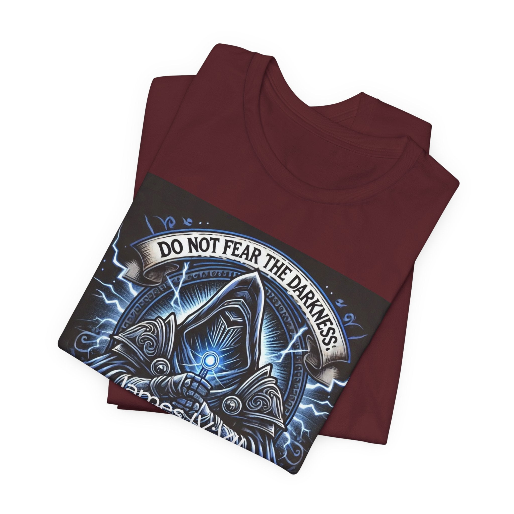 Do Not Fear the Darkness Graphic Tee — 'James IV:VII' Hooded Figure Shirt