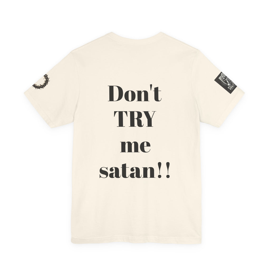Christian Knight T-Shirt — "Be the Light" Crusader Graphic Tee (Don't Try Me Satan)