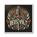 Deus Vult Crusader Sword Magnet — Medieval Knight Emblem Fridge Sticker