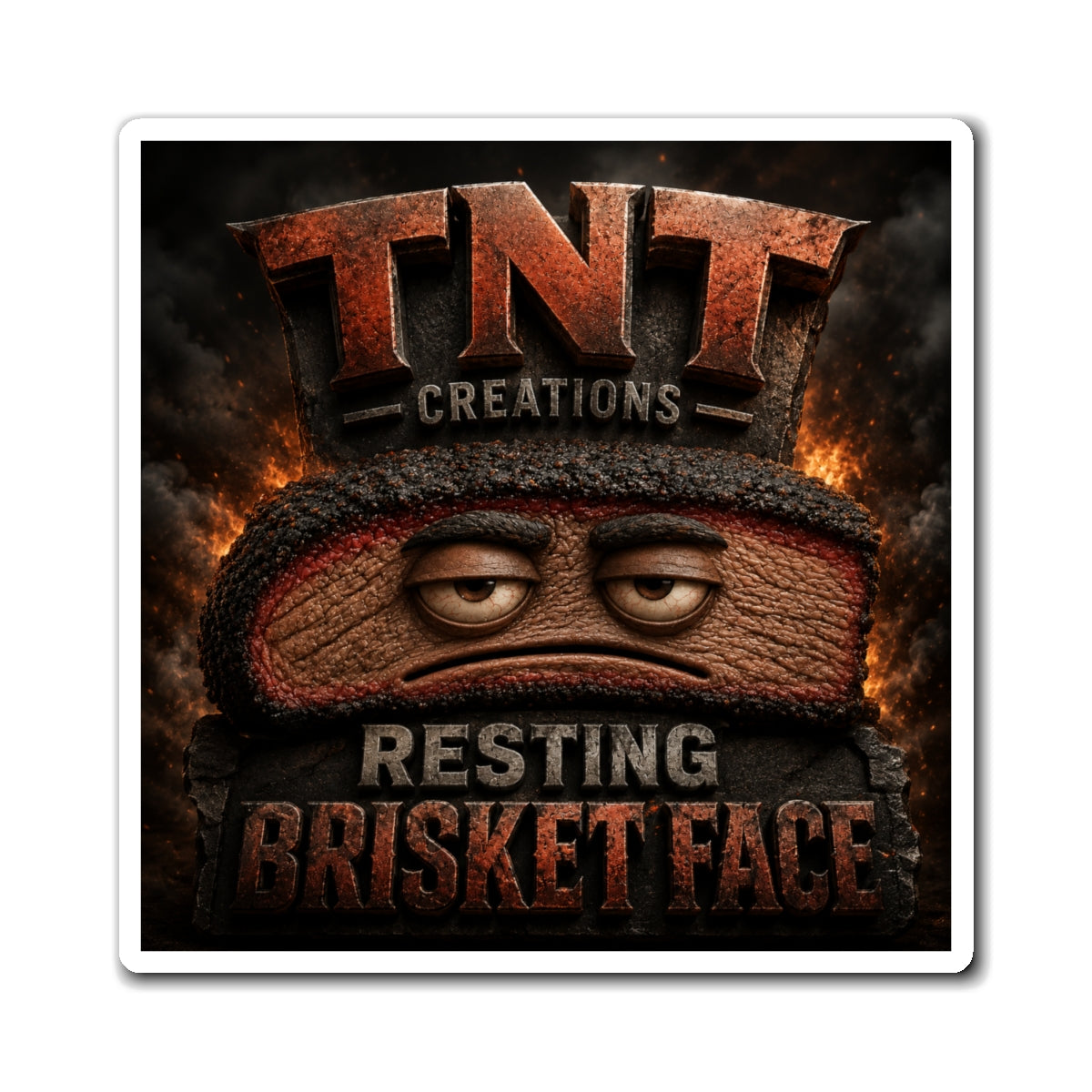 Magnet — Resting Brisket Face BBQ Grill Refrigerator Magnet