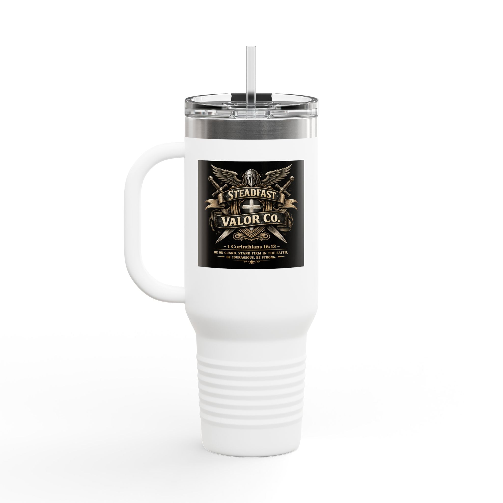 40oz Insulated Travel Mug — "Be the Light" Knight Crusader Design