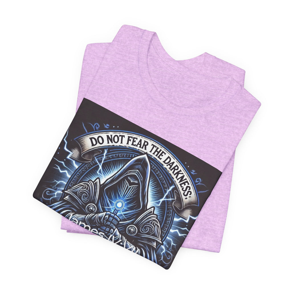 Do Not Fear the Darkness Graphic Tee — 'James IV:VII' Hooded Figure Shirt