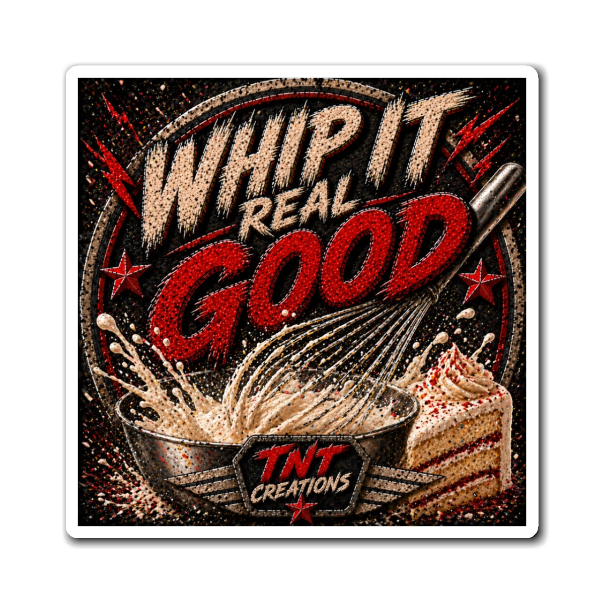 Whip It Real Good Magnet — Retro Baking Kitchen Refrigerator Sticker