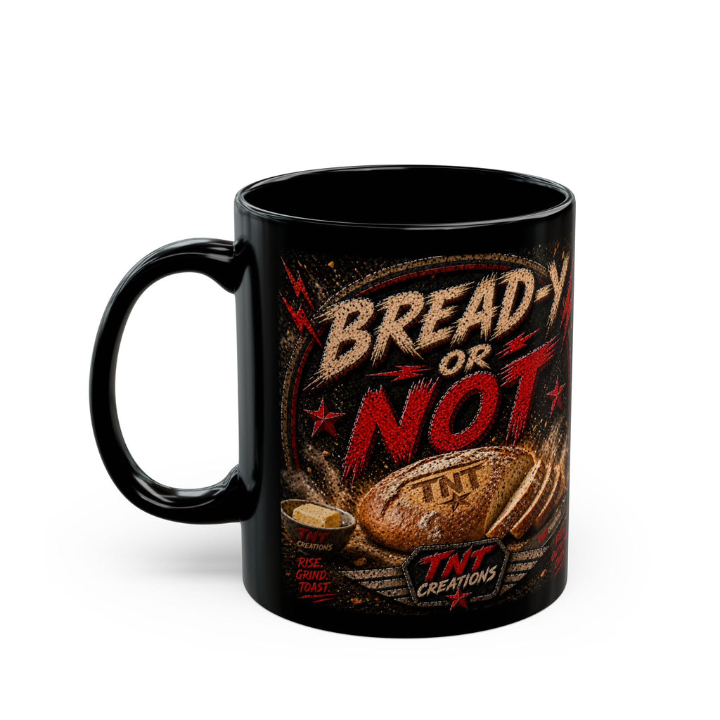 TNT Creations Black Ceramic Mug — Gold Logo Coffee Cup (11oz/15oz)