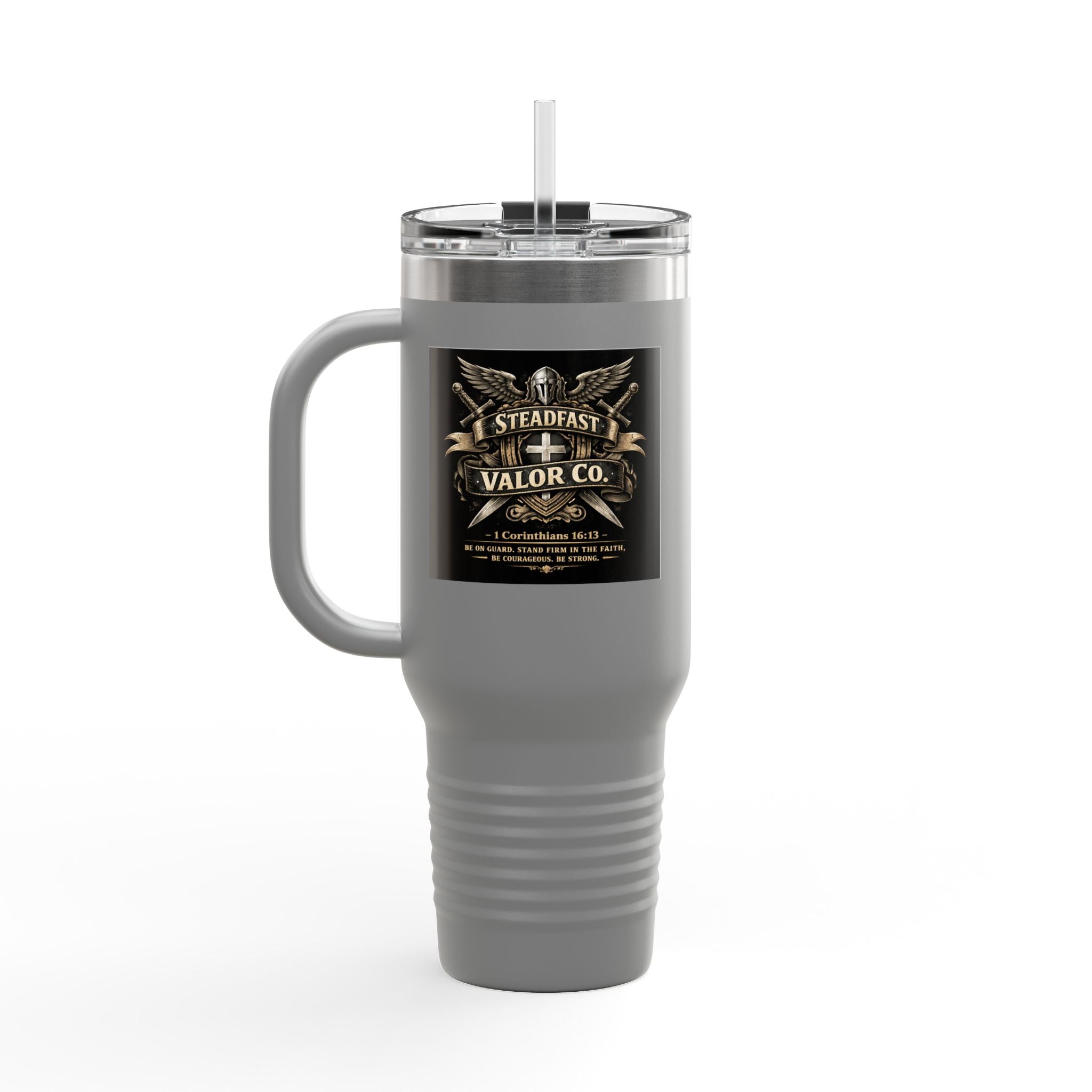 40oz Insulated Travel Mug — "Be the Light" Knight Crusader Design