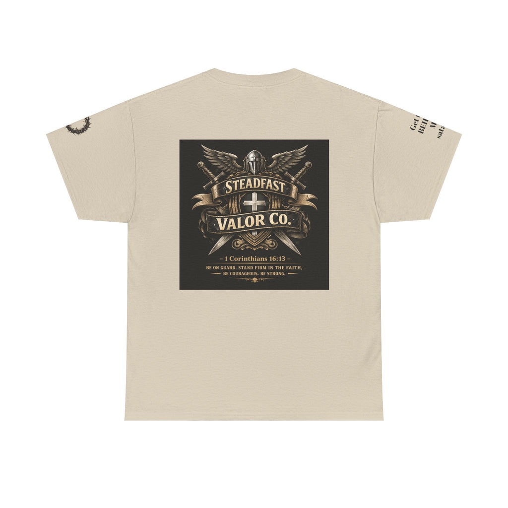 Deus Vult Sword T‑Shirt — Crusader Vintage Shield Design