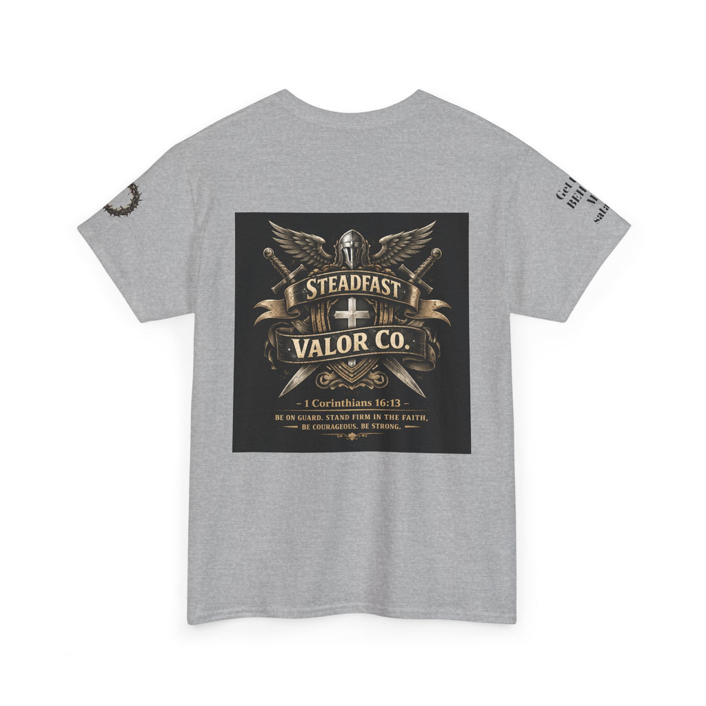 Deus Vult Sword T‑Shirt — Crusader Vintage Shield Design