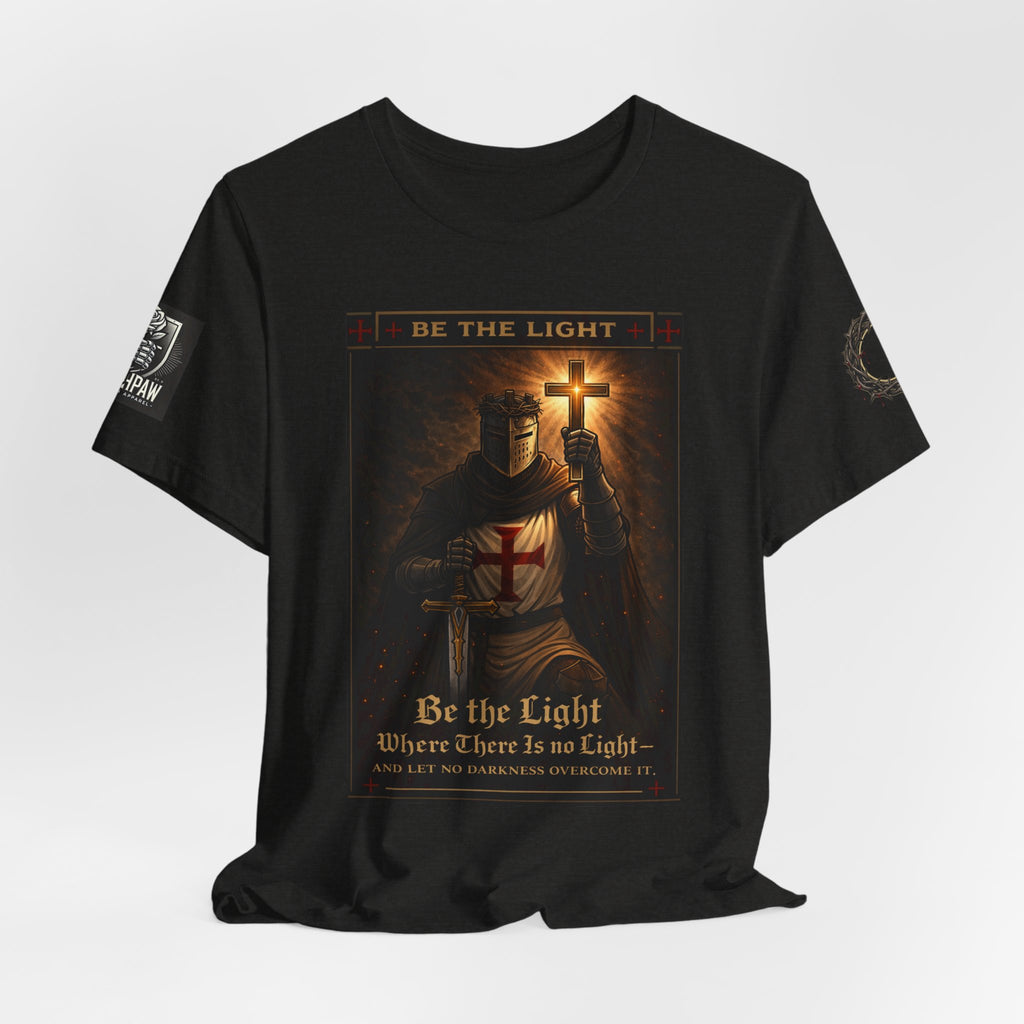 Christian Knight T-Shirt — "Be the Light" Crusader Graphic Tee (Don't Try Me Satan)
