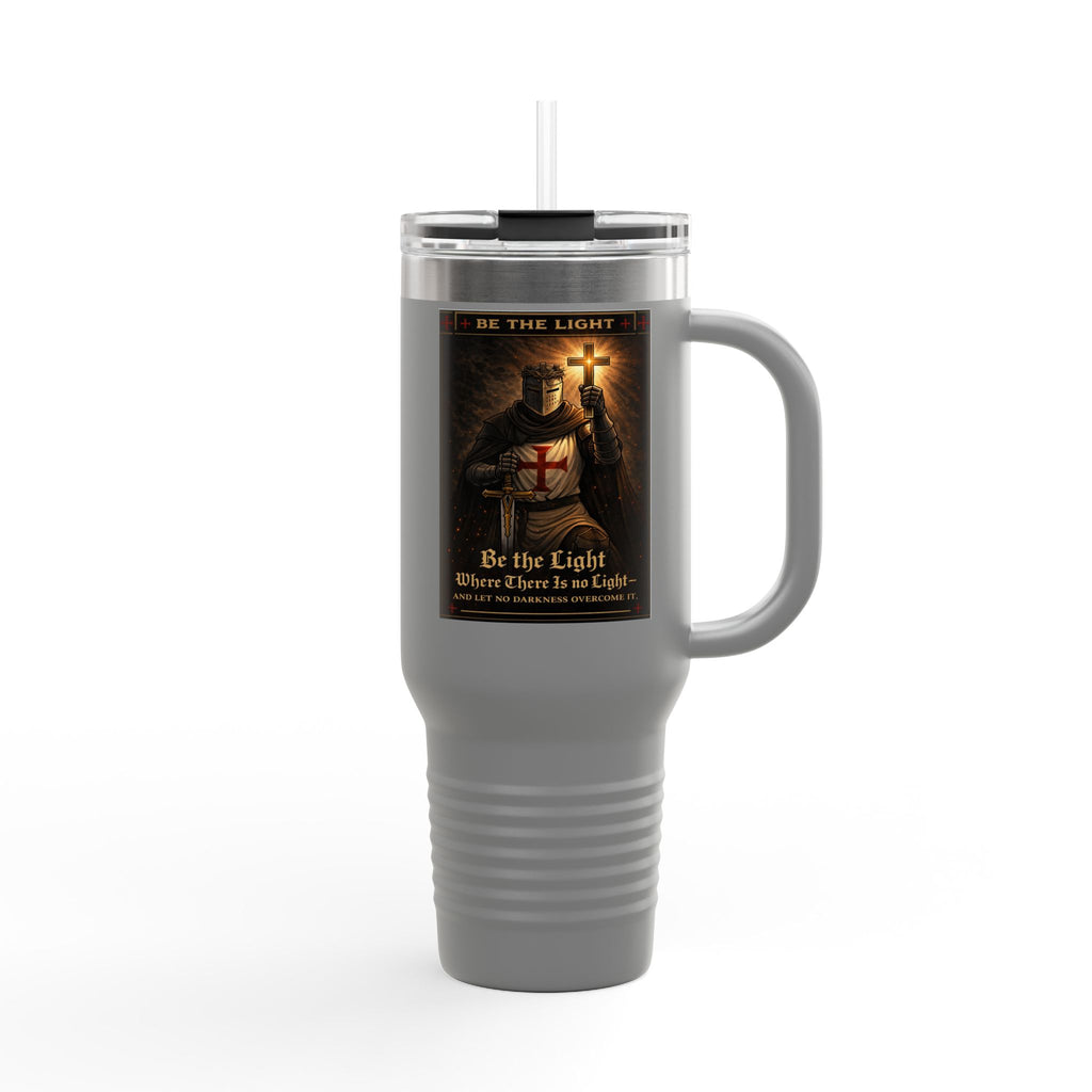 40oz Insulated Travel Mug — "Be the Light" Knight Crusader Design