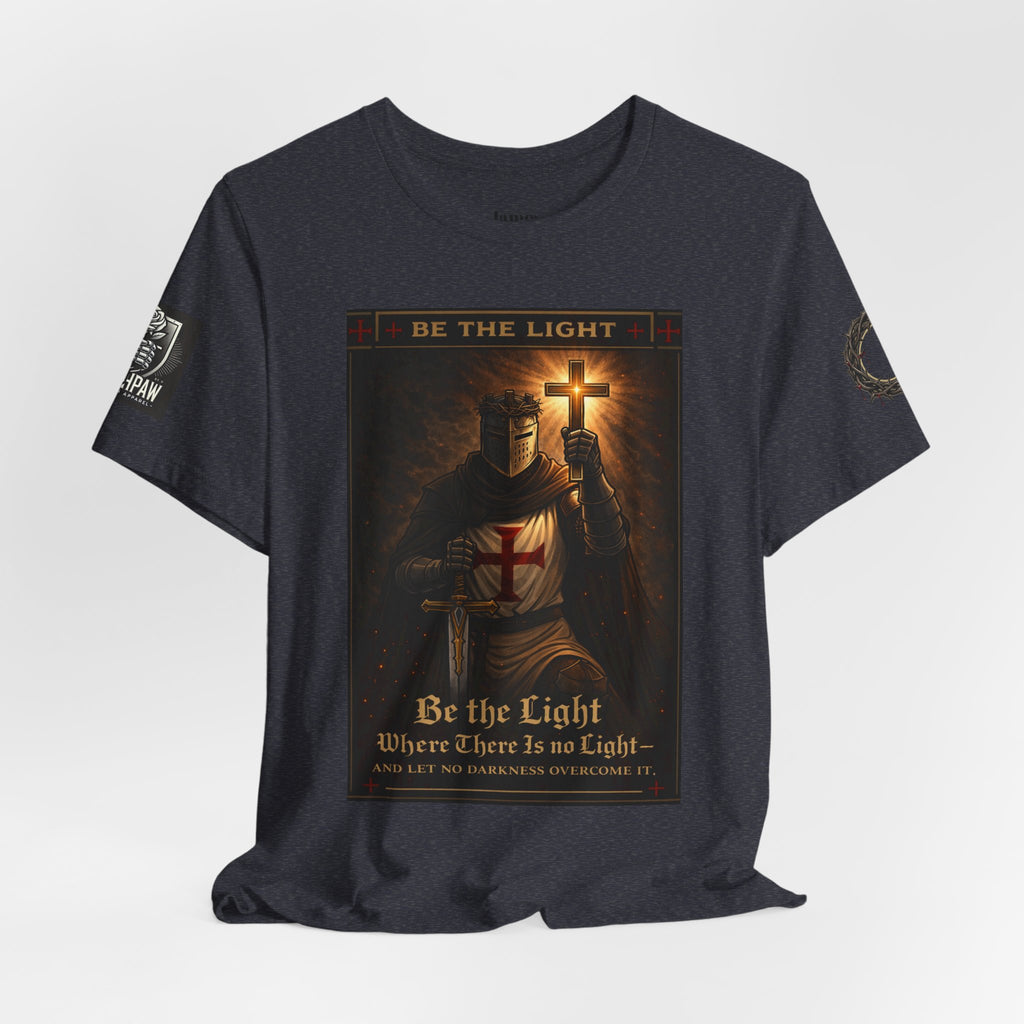 Christian Knight T-Shirt — "Be the Light" Crusader Graphic Tee (Don't Try Me Satan)