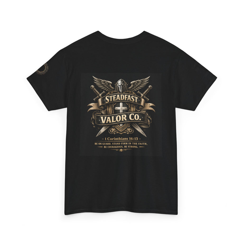 Deus Vult Sword T‑Shirt — Crusader Vintage Shield Design