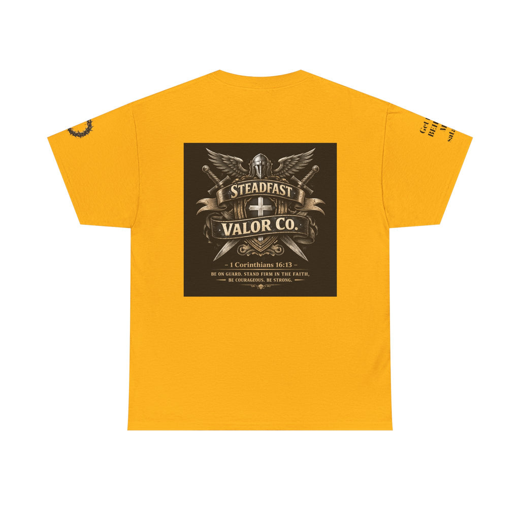 Deus Vult Sword T‑Shirt — Crusader Vintage Shield Design