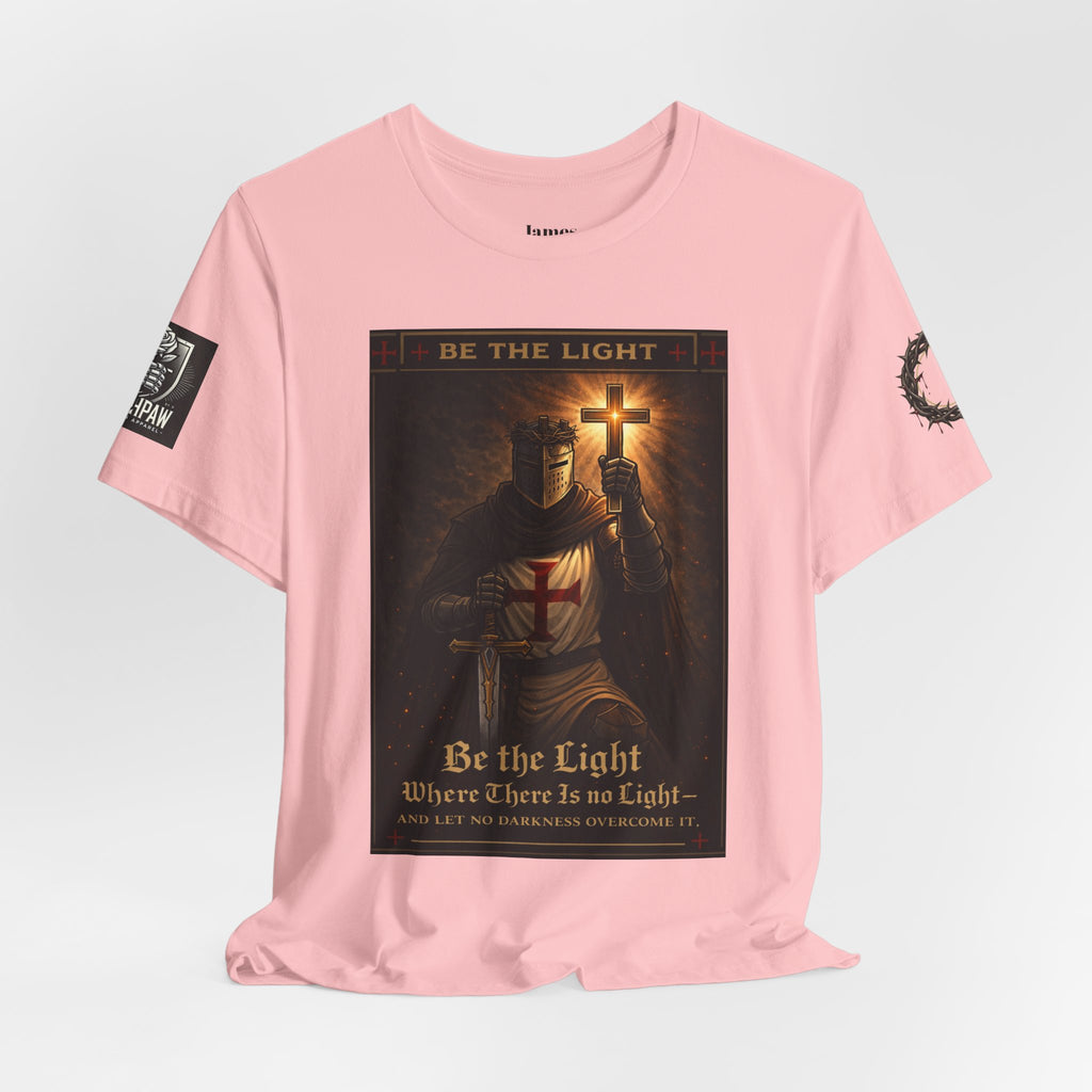 Christian Knight T-Shirt — "Be the Light" Crusader Graphic Tee (Don't Try Me Satan)