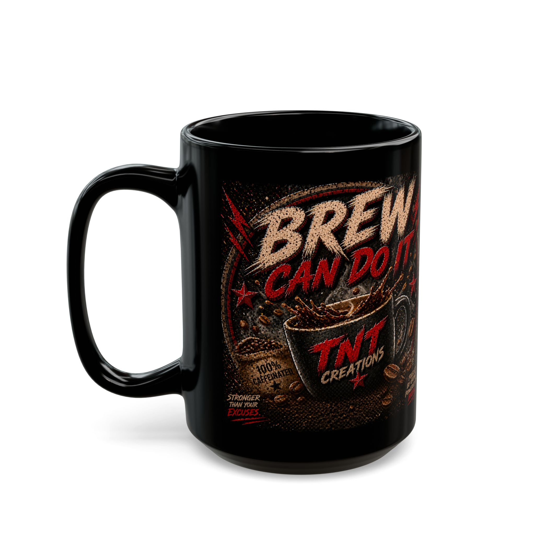 TNT Creations Black Coffee Mug — Gold Logo 11oz/15oz