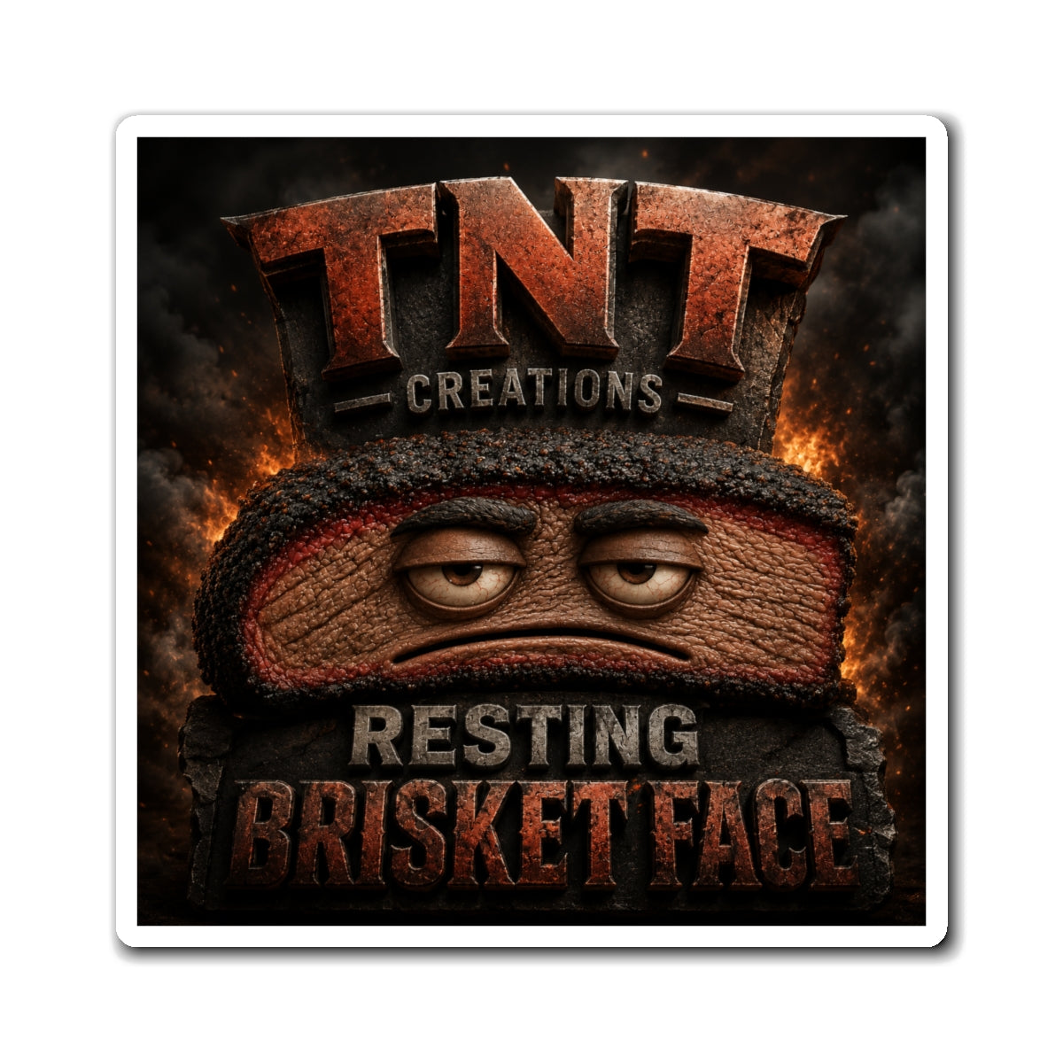 Magnet — Resting Brisket Face BBQ Grill Refrigerator Magnet