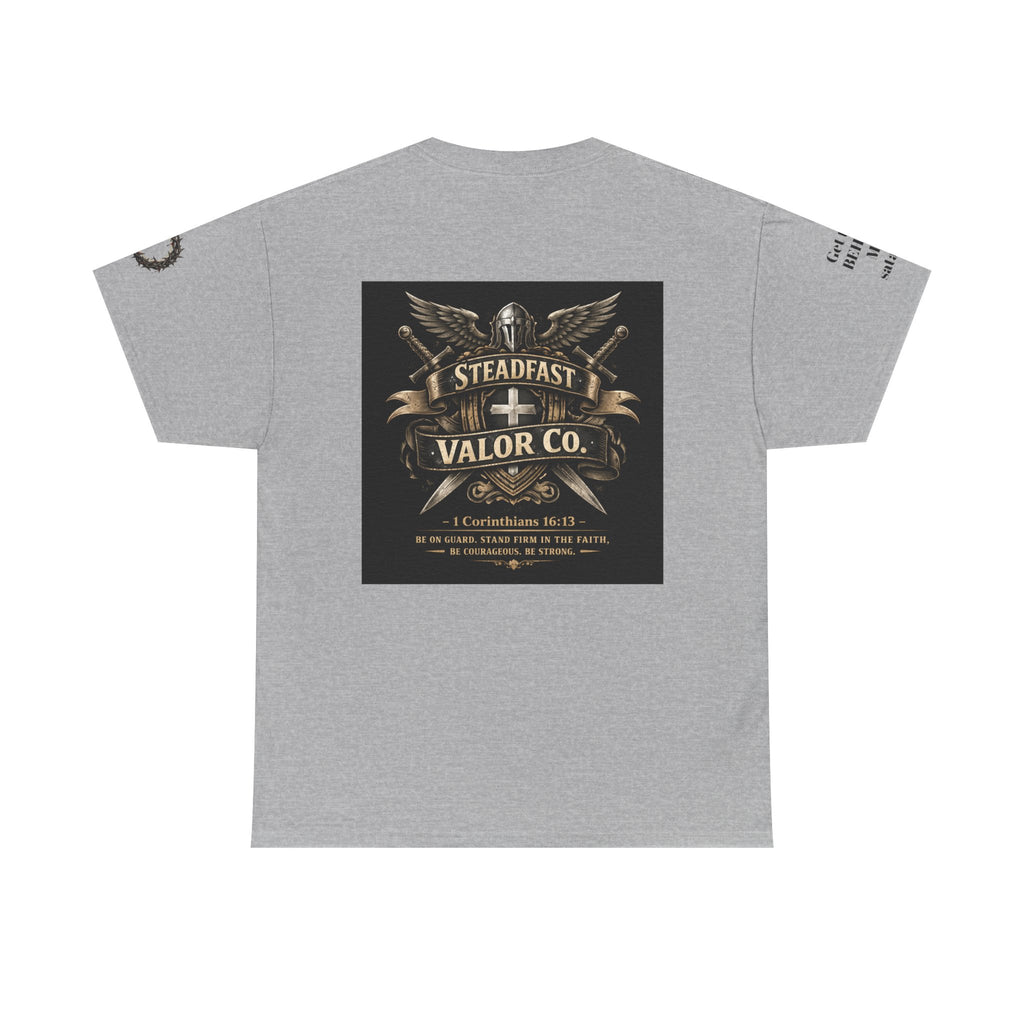 Deus Vult Sword T‑Shirt — Crusader Vintage Shield Design