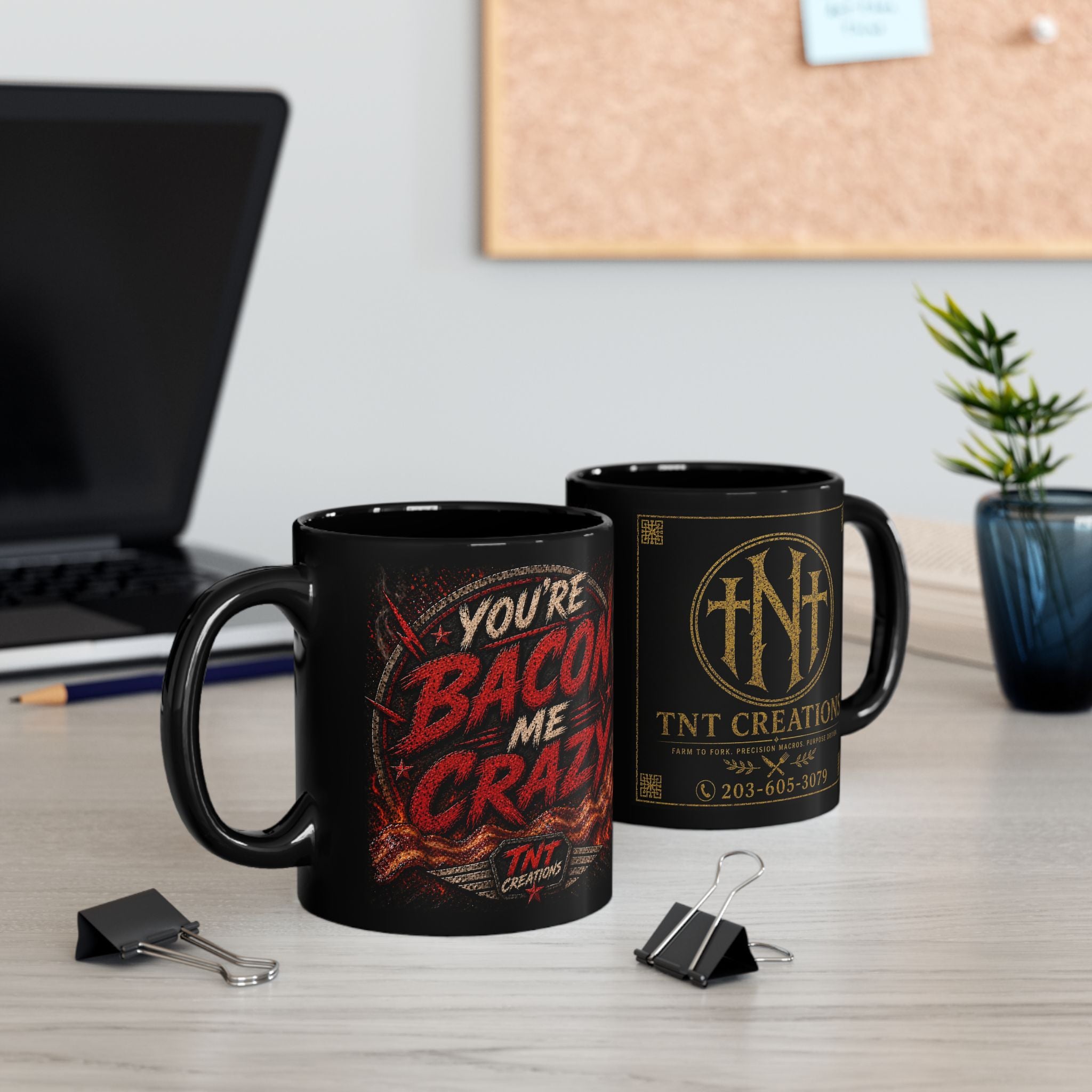 TNT Creations Black Logo Mug — Heavy Metal Gothic Coffee Cup (11oz/15oz)