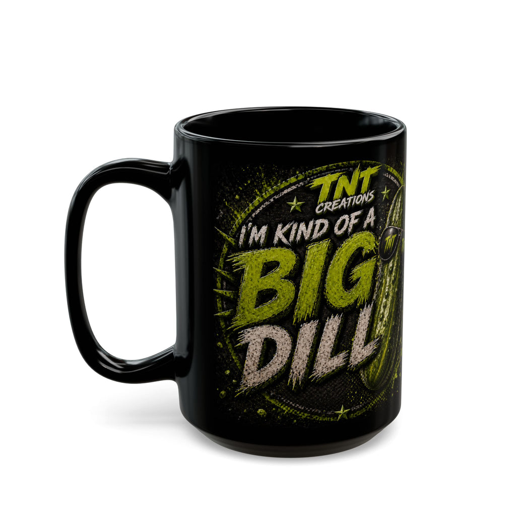 TNT Creations Black Ceramic Mug — Retro Pickle Graphic (11oz/15oz)