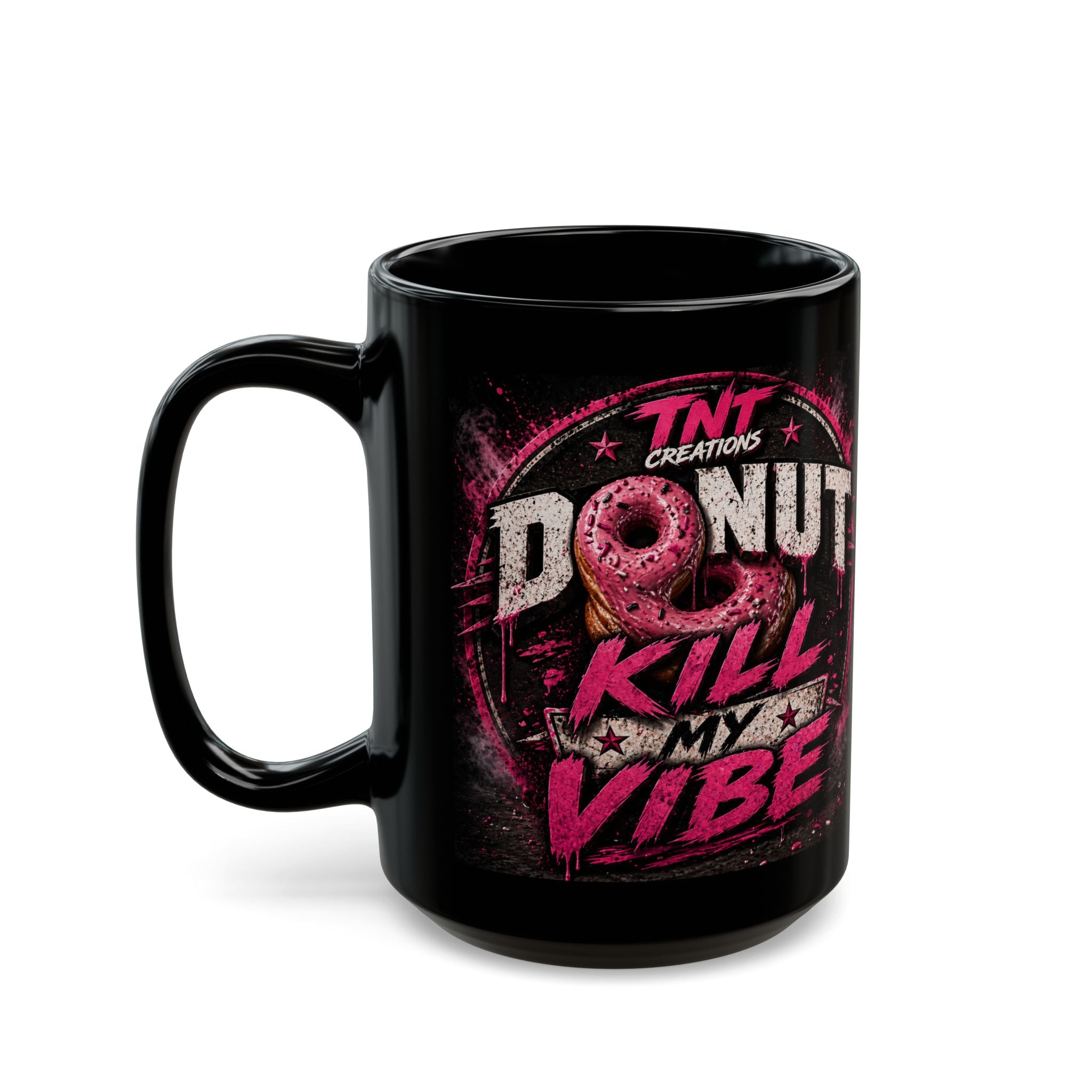 TNT Creations Black Mug — Gothic Logo Coffee Cup (11oz/15oz)