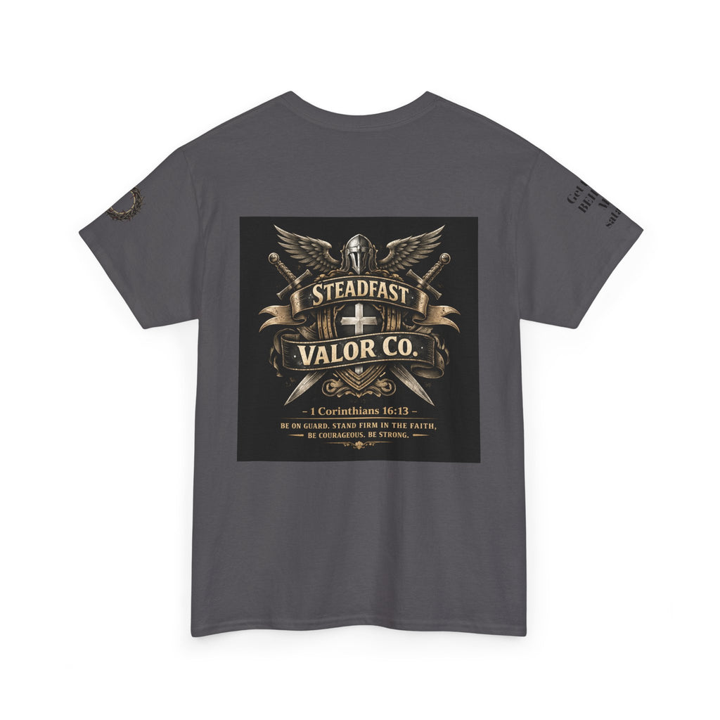 Deus Vult Sword T‑Shirt — Crusader Vintage Shield Design