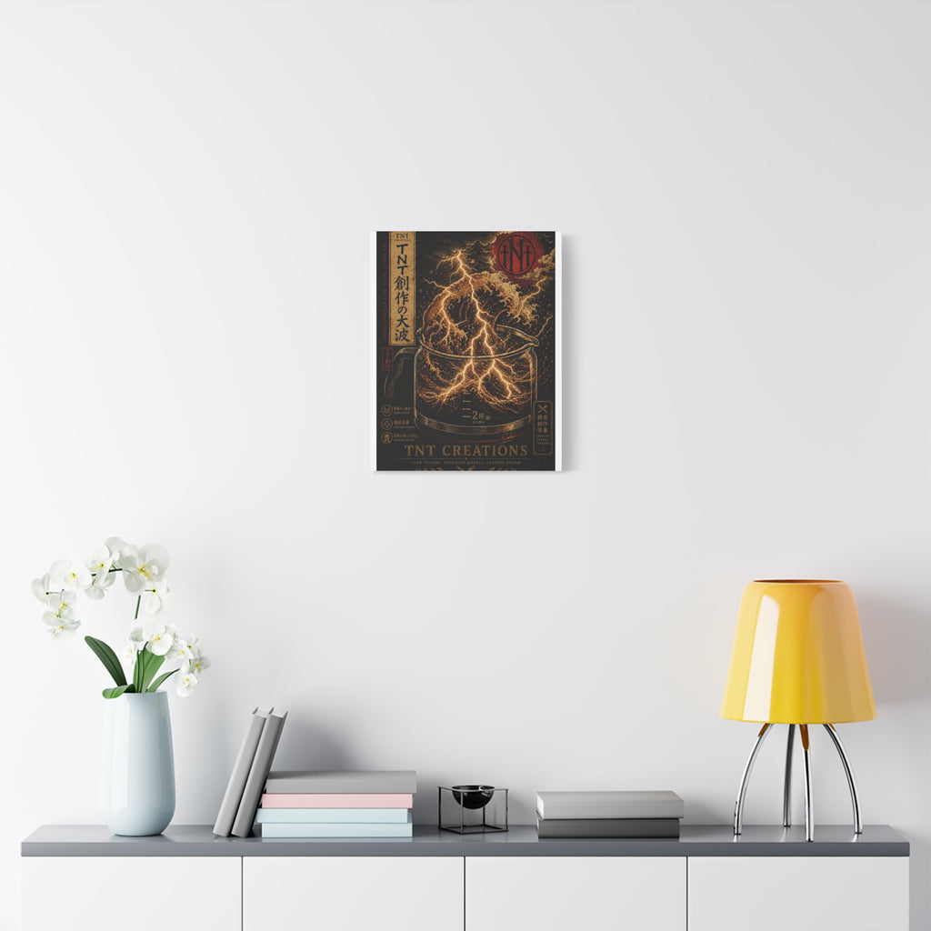 Lightning Coffee Canvas Print — Japanese Wave Espresso Art (Matte Stretched)