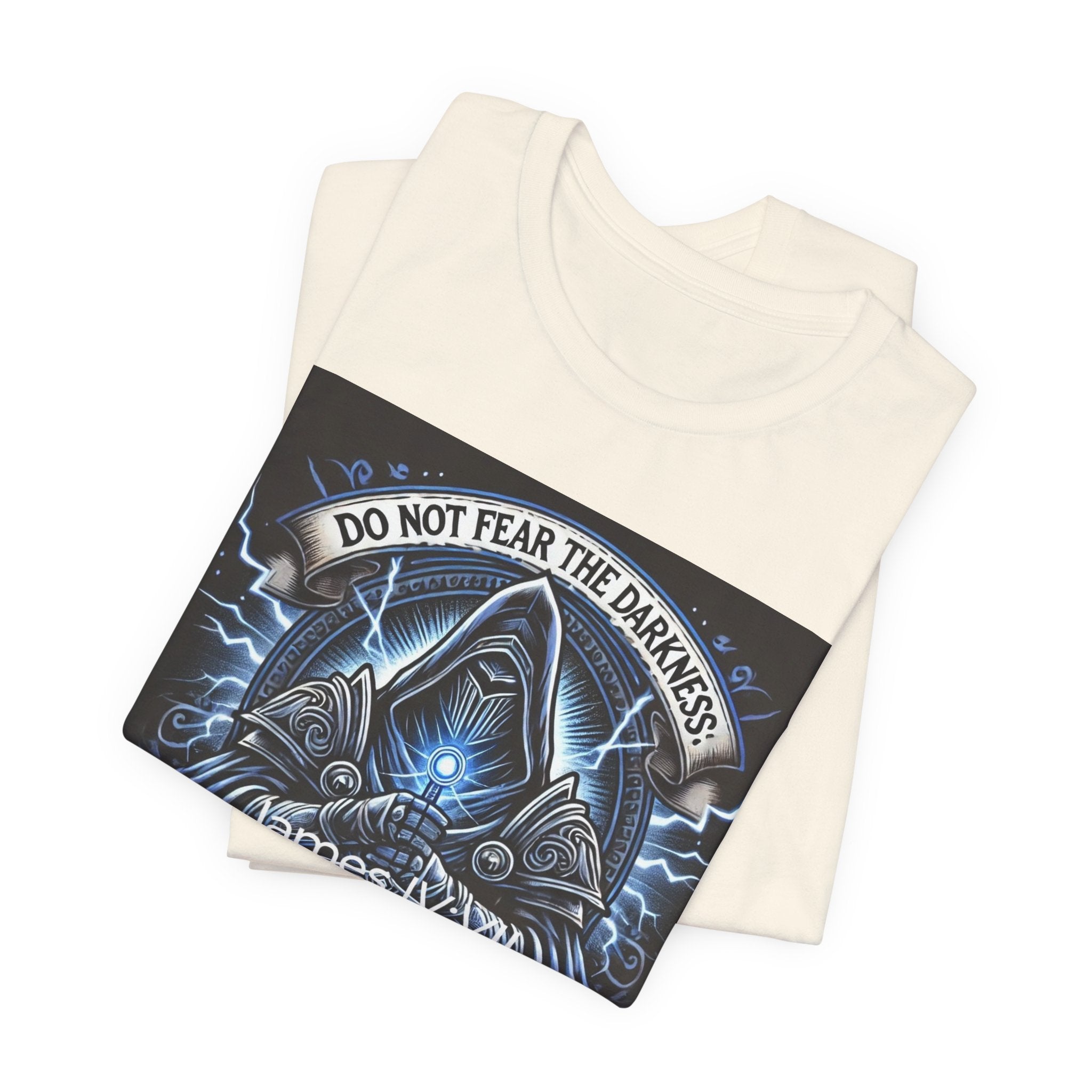 Do Not Fear the Darkness Graphic Tee — 'James IV:VII' Hooded Figure Shirt